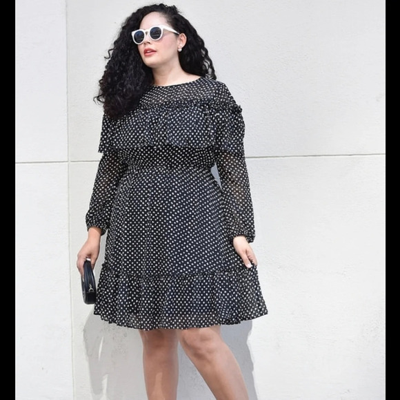 Lane Bryant Size 14 Polka Dot Black and White Knee Length Romantic - Picture 6 of 6